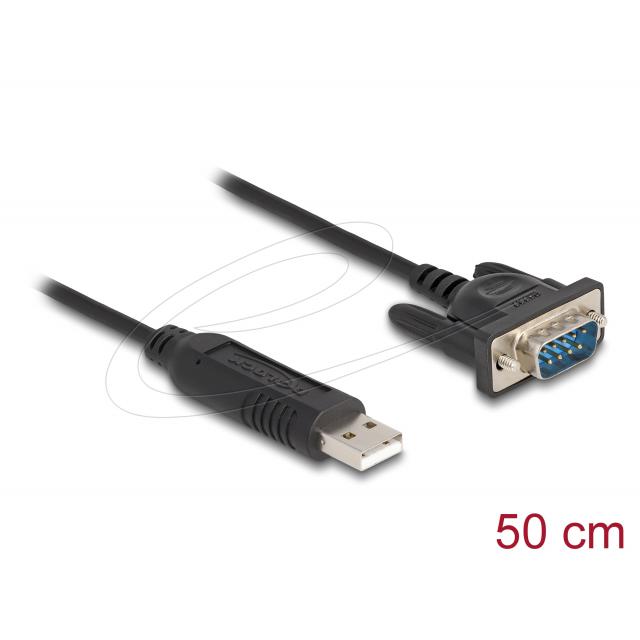 Delock Adapter USB 2.0 to serial RS-232 DB9 male, 50 cm FTDI