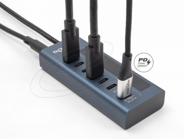 Delock USB Хъб, 7 порта, 10 Gbps, 6 x Data USB-C, 1 x PD 20W 