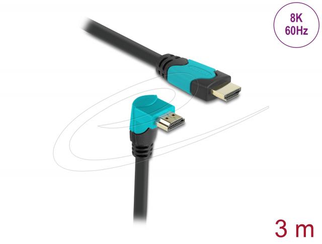 Delock Cable HDMI, 90°, 48 Gbps 8K 60 Hz, 3 м 