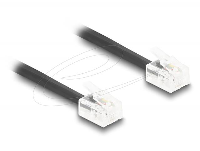 Delock Телефонен кабел спирален кабел RJ11 plug -RJ11 plug , черен 1 м 