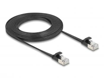 Delock RJ45 Flat Patch Cable plug to plug Cat.6A U/FTP 3 m black
