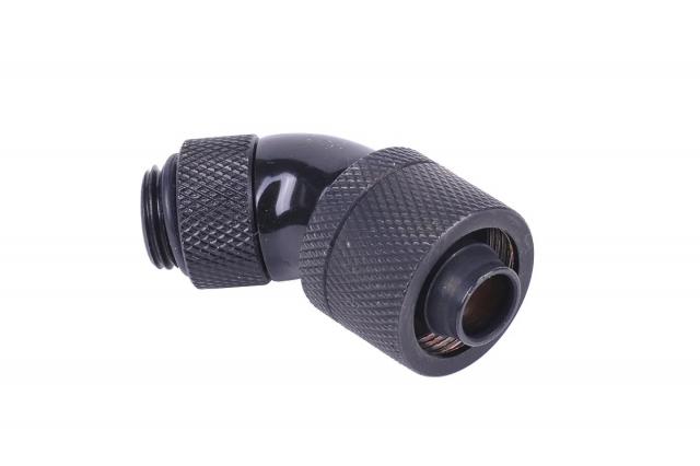 Компресионен фитинг Alphacool, 16/10 - G1/4, 45°, Въртящ се, Черен мат 