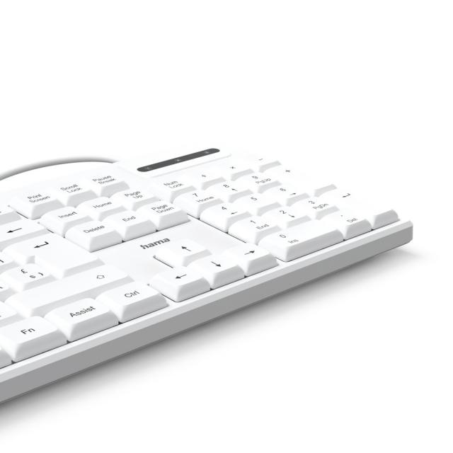 HAMA USB Keyboard "CK-200", Wired, 8 Media Keys, White 