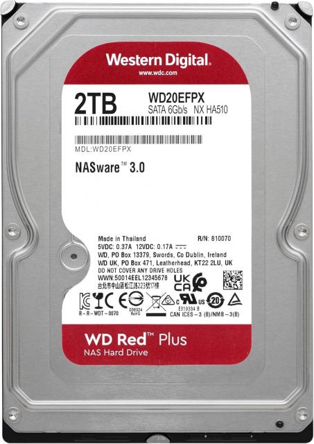 Хард диск WD Red PLUS NAS, 2TB, 5400rpm, 128MB, SATA 3 