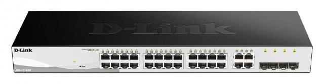 D-Link DGS-1210-28, 28-ports 10/100/1000 Gigabit Smart Switch including 4 x 1000Base-T /SFP ports, managed, Rack-Mount 