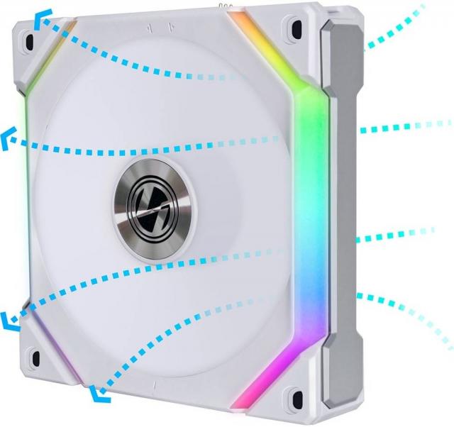 Вентилатор Lian Li Uni Fan REVERSE SL V2, 120mm, ARGB, Бял 