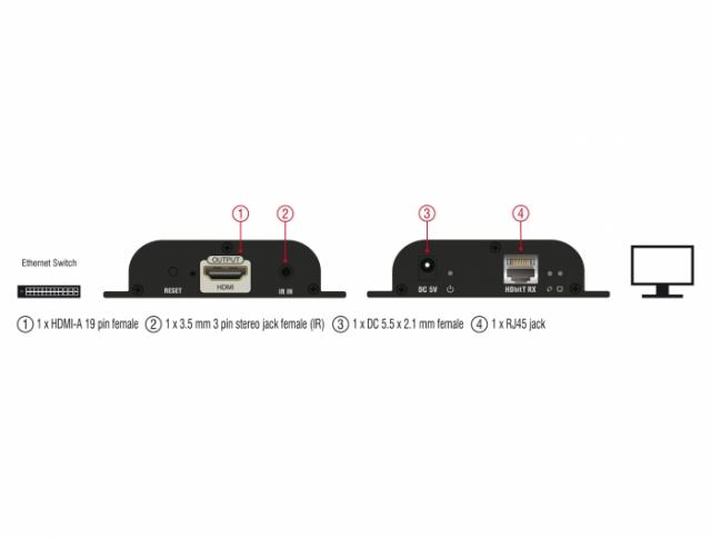 HDMI приемник DeLock, Прeдава видео по IP 