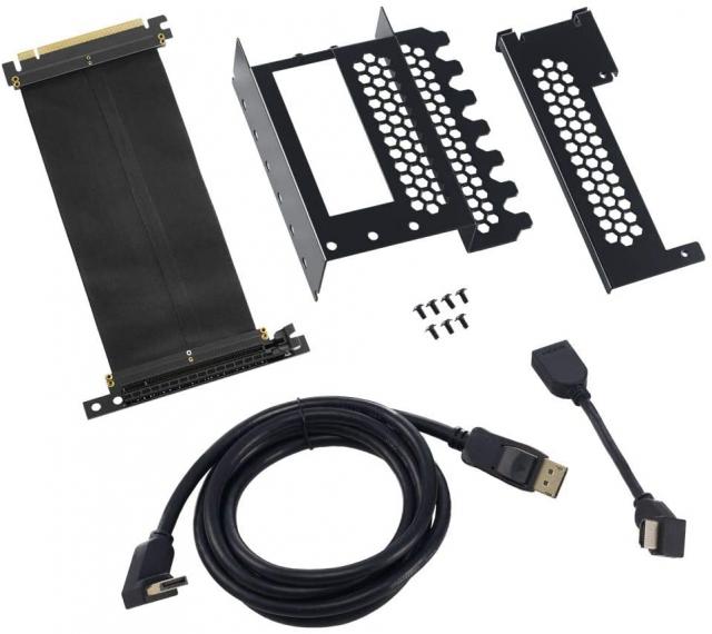 CableMod CM-VPB-2DK-R – Universal Vertical GPU Bracket with 200mm Flat Line Pci-E X16 Riser Cable Kit + 1x DisplayPort, 1x HDMI 