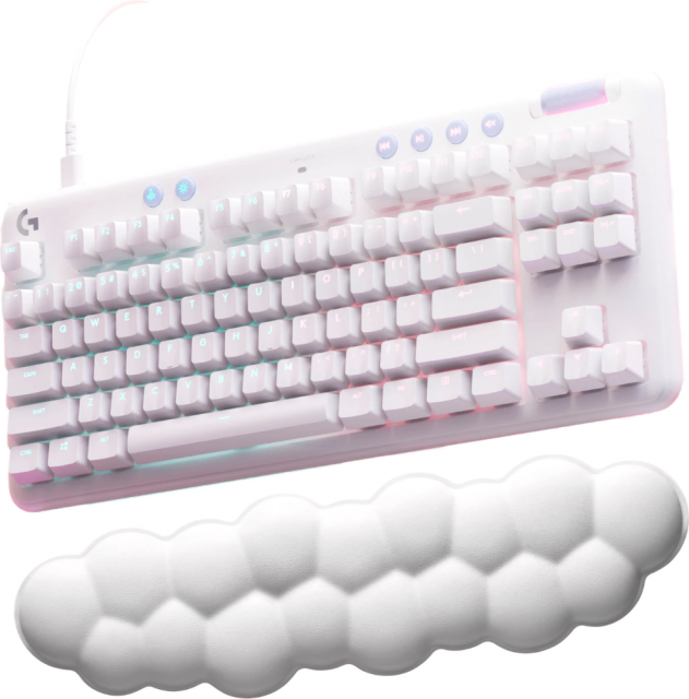 Геймърска механична клавиатура Logitech G G713, TKL, Tactile, RGB LED, US Layout, бяла 