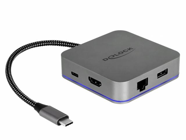 Delock USB Type-C™ Docking Station for Mobile Devices 4K - HDMI / Hub / LAN / PD 3.0 with LED illumination 
