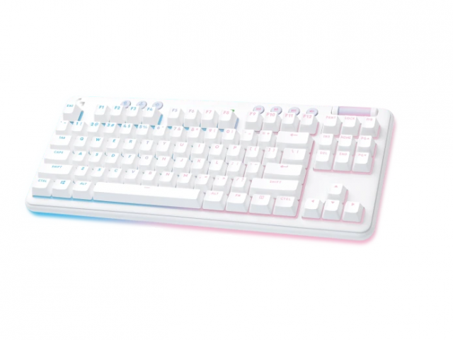Безжична геймърска механична клавиатура Logitech G G715, TKL, Tactile, RGB LED, US Layout, бяла 
