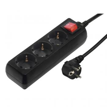Hama Power Strip, 3-Way, with Switch, 1.4 m, black