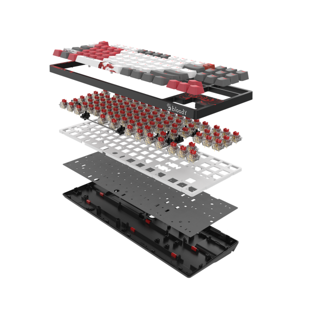 А4tech Геймърска механична  клавиатура Bloody Naraka S87  TKL Backlit red switch , USB 