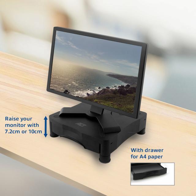 ACT Monitor stand with one drawer, adjustable height, AC8200 