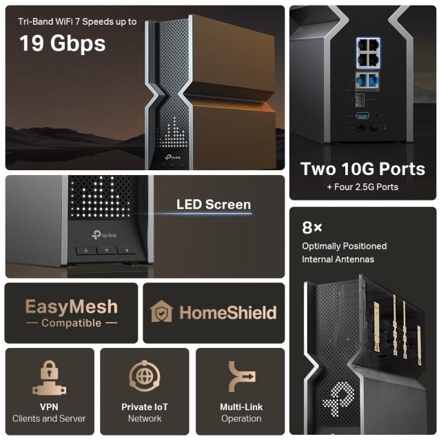 Безжичен рутер TP-Link Archer BE800 Tri-Band Wi-Fi 7 