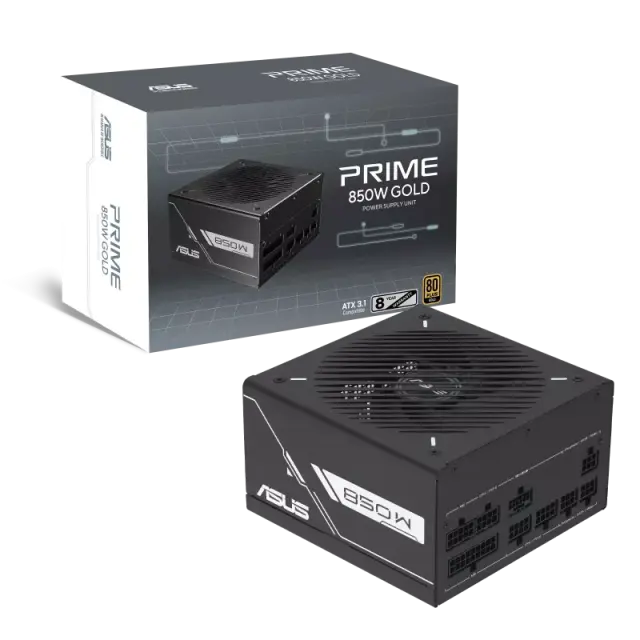 Захранващ блок ASUS Prime 850W Gold Black Edition, PCIe 5.1, Fully Modular 