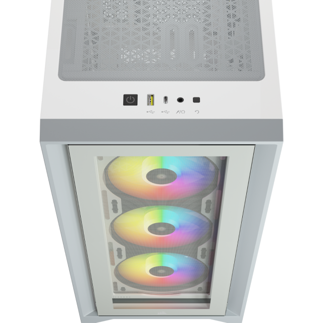 Кутия Corsair iCUE 4000X RGB Mid Tower, Tempered Glass, Бяла 