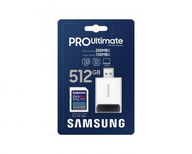 Memory card Samsung 512Gb PRO Ultimate SD Card Full-Size SDXC UHS-I , U3, V30, USB Adapter 