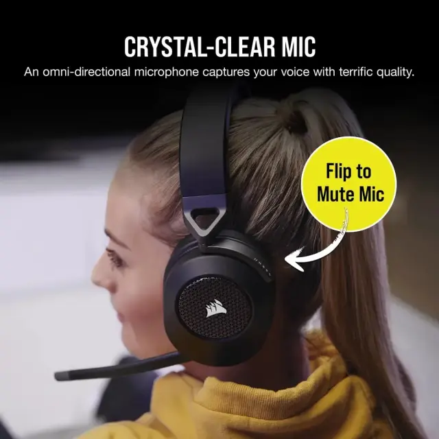 Gaming headset with microphone Corsair HS65 v2 Carbon wireless and Bluetooth PC/PS5/PS4, Black 