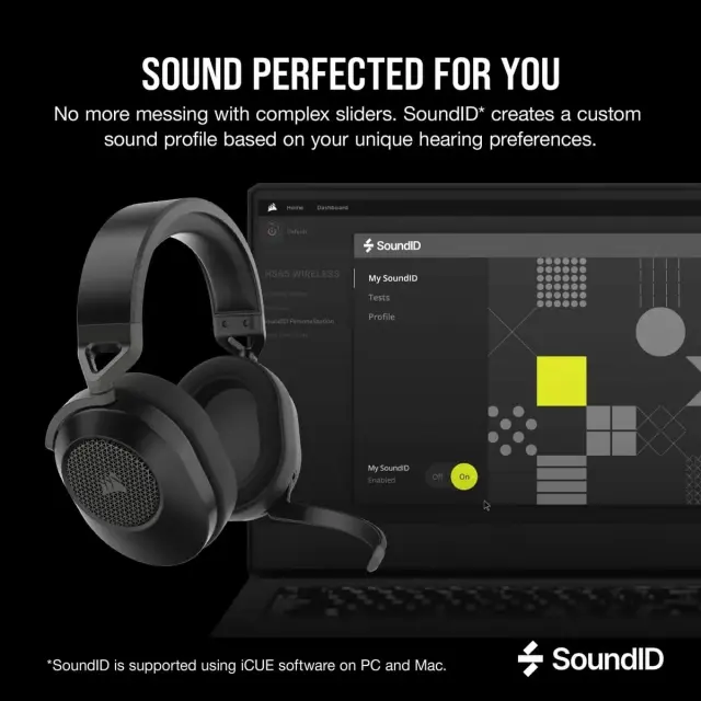 Gaming headset with microphone Corsair HS65 v2 Carbon wireless and Bluetooth PC/PS5/PS4, Black 