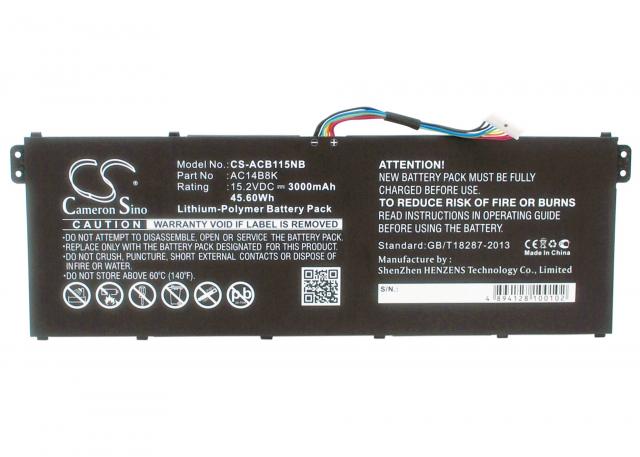 Laptop Battery for  ACER Aspire 5 A514-52G-59ZN, Aspire 7 A717-71G-51MF, AC14A8K LiPo 15.2V 3000 mAh CAMERON SINO 