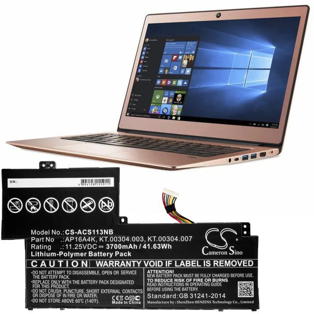 Батерия  за лаптоп ACER Aspire One Cloudbook 11 AO1-132, SWIFT 1 SF113-31-P2JX, AP16A4K LiPo 11.25V 3700mAh  CAMERON SINO 
