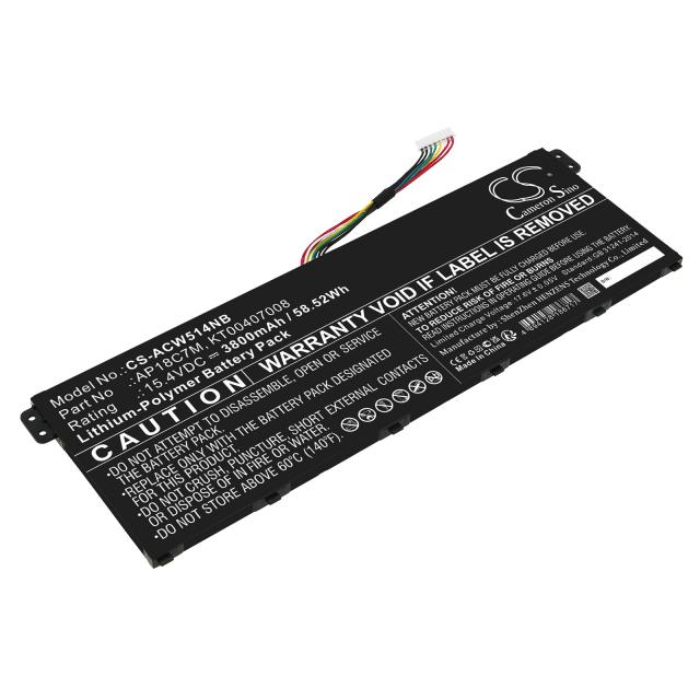 Laptop Battery for  ACER ConceptD 3 CN316-73G-729B, Swift 3 SF313-52-507Z, TravelMate Spin P4, AP18C7M  LiPo 15.4V 3800 mAh CAMERON SINO 