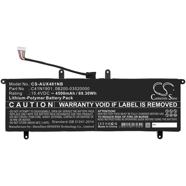 Laptop Battery  ASUS ZenBook 14 UX481F, ZenBook Duo UX481FA, C41N1901 LiPo 15.4V  4500 mAh CAMERON SINO 