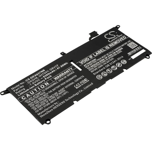 Laptop Battery for DELL XPS 13 2018, XPS 13 9370, 0H754V, DXGH8 LiPo 7.6V  6300mAh CAMERON SINO 