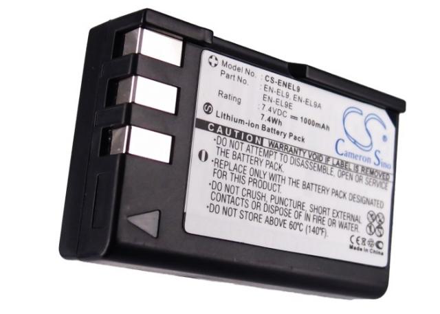 Батерия за апарат NIKON EN-EL9  D-SLR D40 D60 D3000 D5000, 7.4V, 1000mAh, Li-Ion, Cameron Sino 