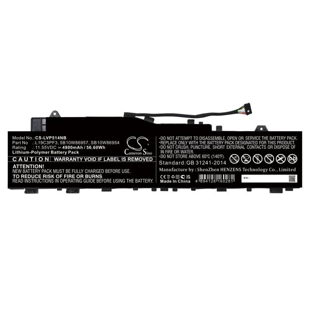 Laptop Battery for  LENOVO IdeaPad 5 14  L19C3PF3  LiPo 11.55V 4900mAh CAMERON SINO 
