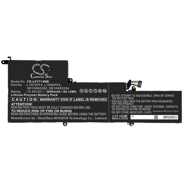Laptop Battery for  LENOVO Yoga 14s, Yoga Slim 7 14ARE05 82A2001JBM, L19C4PF4 LiPo  15.36V 3850mAh CAMERON SINO 