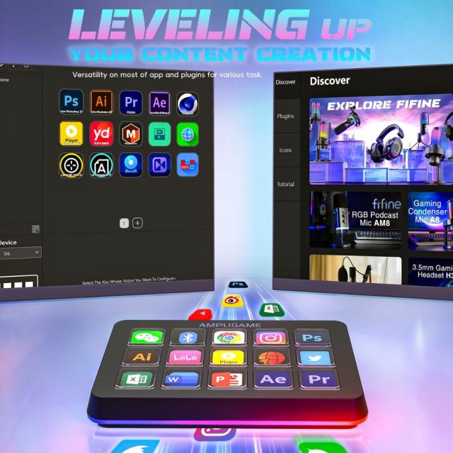 Контролер Fifine D6 Stream 15 Customized Keys and Software 