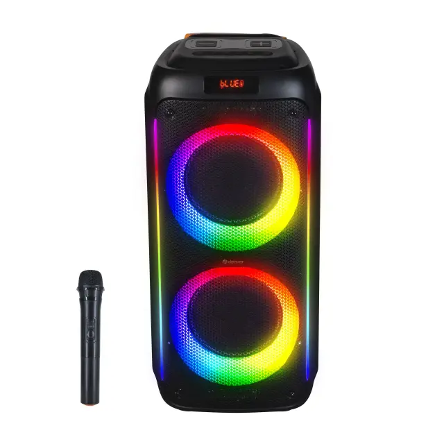 Блутут парти караоке колона Denver BPS-458 с LED осветление, безжичен микрофон, 2*10” woofers 