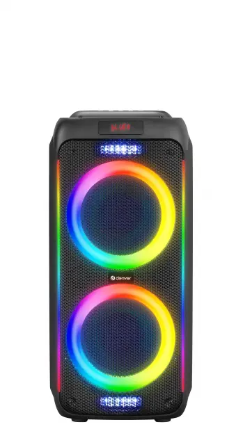 Блутут парти караоке колона Denver BPS-458 с LED осветление, безжичен микрофон, 2*10” woofers 