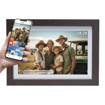 Дигитална смарт фоторамка Denver PFF-1042DW Dark Wood, 10.1" Wi-Fi, Frameo app