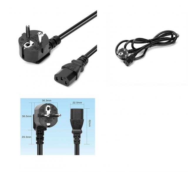 Estillo Power cable, 0.75mm2, VDE test, 1.8m, black, bulk packaging 