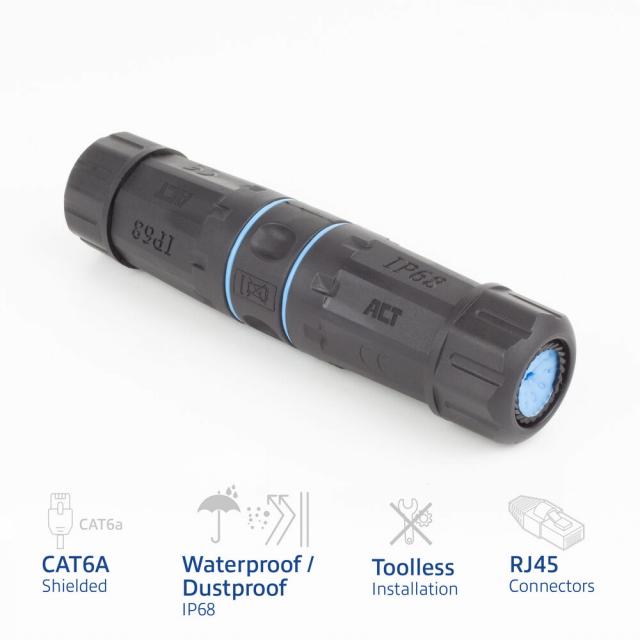Съединител за мрежа ACT CAT6A, Външен IP68, CAT-6, 1 Gbit/s 