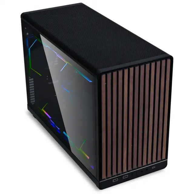 Case Lian Li DAN A3-mATX Wood Edition Black, Tempered Glass, Micro Tower 
