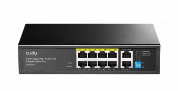Switch Cudy GS1010P V3.0, 8-Port 10/100/1000 Mbps RJ 45, 2xUplink Ports - Black