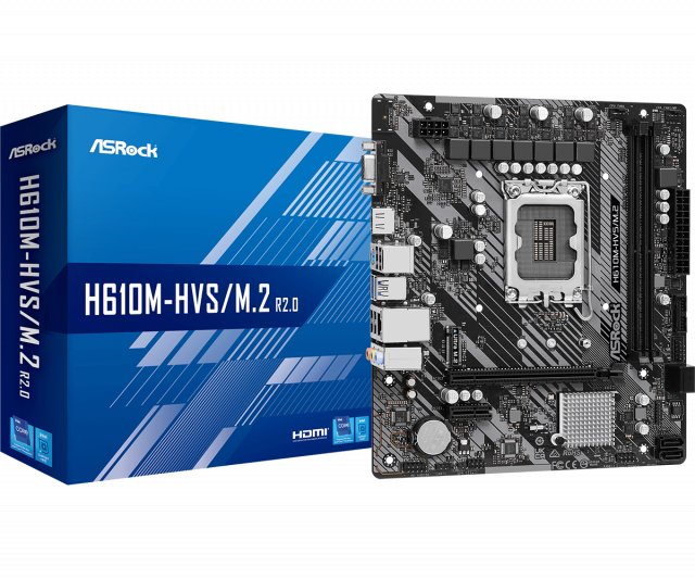 Дънна платка ASRock H610M-HVS/M.2 R2.0, LGA1700, DDR4, mATX 