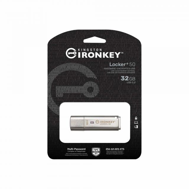 USB памет KINGSTON IronKey Locker+ 50 - 32GB XTS-AES 256-bit 