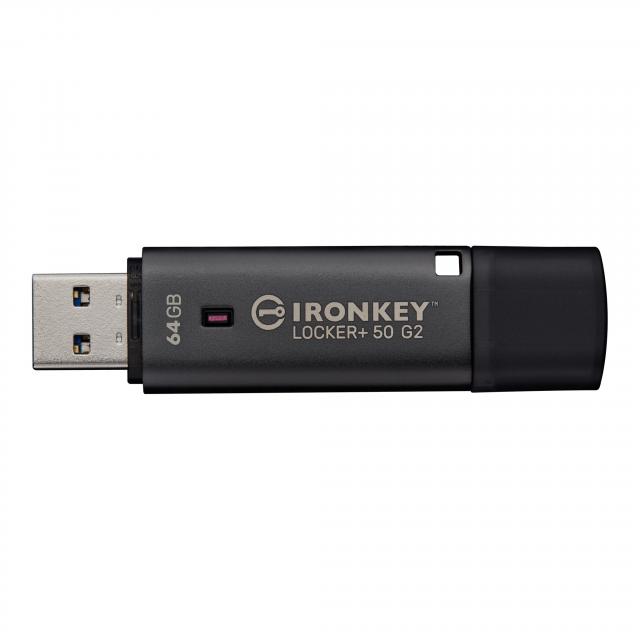 USB памет KINGSTON IronKey Locker+ 50 G2 - 64GB, XTS-AES 256-bit 