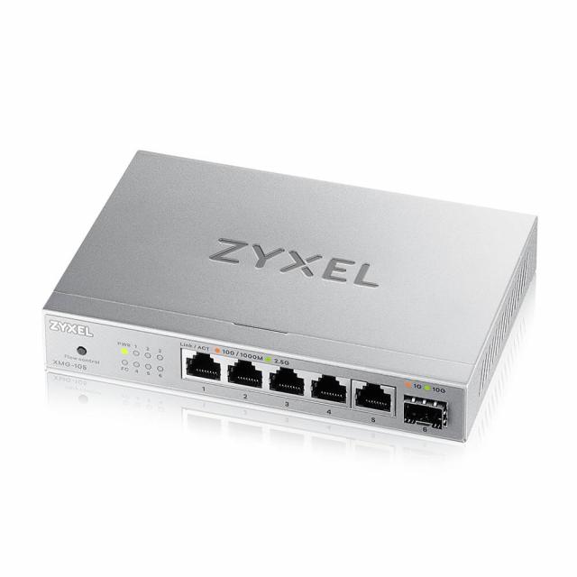 Суич ZyXEL XMG-105, 5 портов 2,5Gb + 1xSFP+, неуправляем 