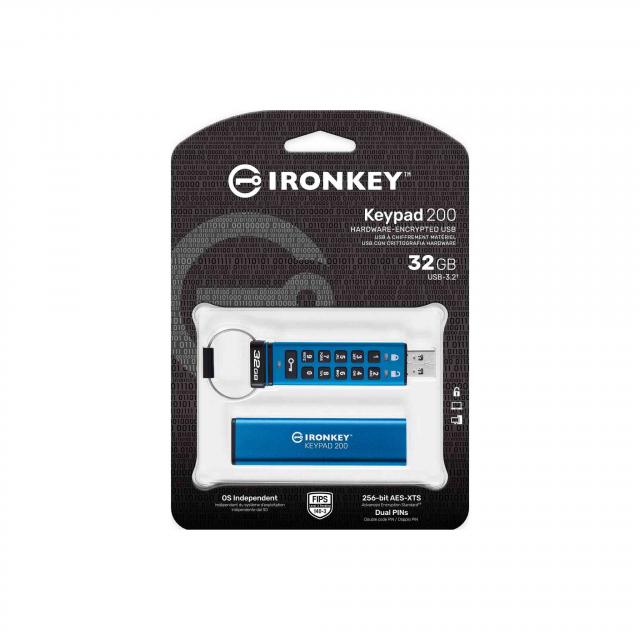 USB памет KINGSTON IronKey Keypad 200 - 32GB XTS-AES 256-bit 