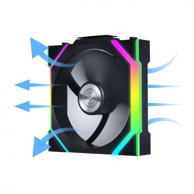 Вентилатори 3бр Lian Li UNI FAN SL Wireless ARGB PWM Reverse Blade - 120 mm Черен + Контролер 