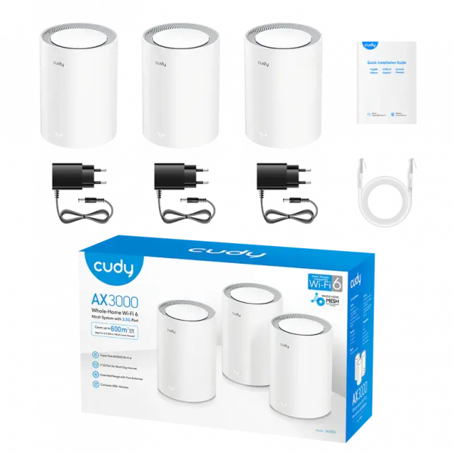 Cudy M3000, 3-pack, AX3000 Dual Band, 2.4/5 GHz, 574 -  2402 Mbps 