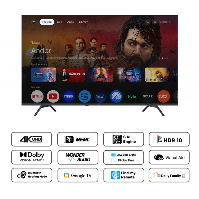 METZ Телевизор 55" UHD LED SMART TV,4K, Google TV, Frameless,2x10W 