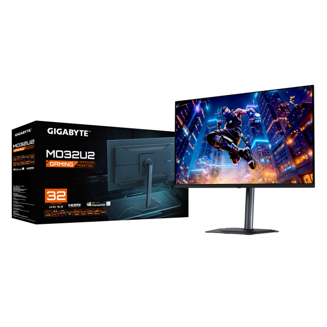 Гейминг монитор GIGABYTE MO32U2 - 31.5" QD-OLED 4K UHD, 240Hz, 0.03ms 