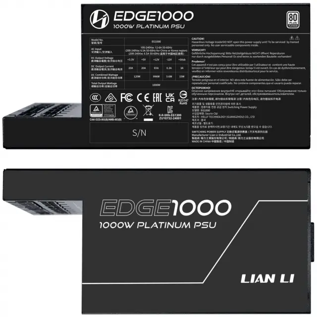 Захранващ блок Lian Li EDGE EG1000 Black 1000W 80+ Platinum PCIe 5.1, ATX 3.1 